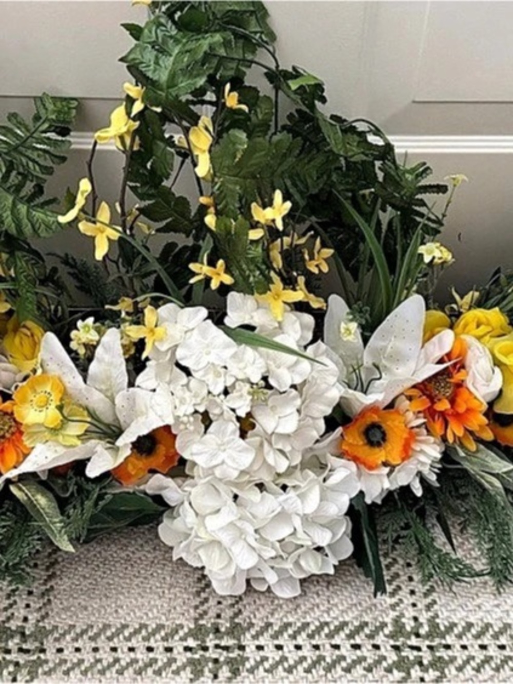 Faux Floral Arrangement White & Green